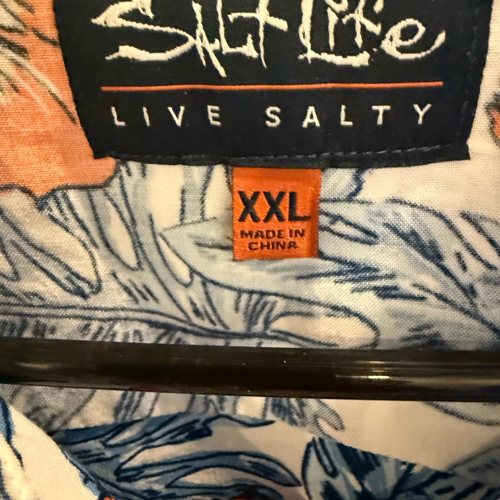 Salt Life Men's Floral Shirt - Orange and Blue - Picture 2 of 3